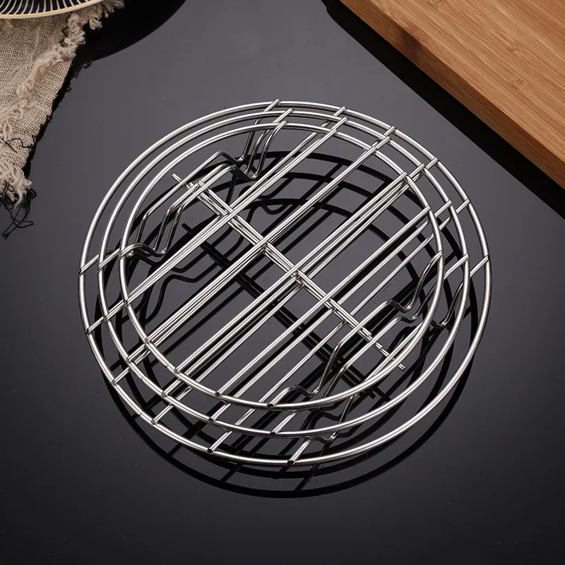 Stainless Steel Air Fryer Steaming Rack Grid Kitchen Steamer For Dumpling Single-layer Grill Stand Cookware Cooking Accessories steamer rack air fryer rack