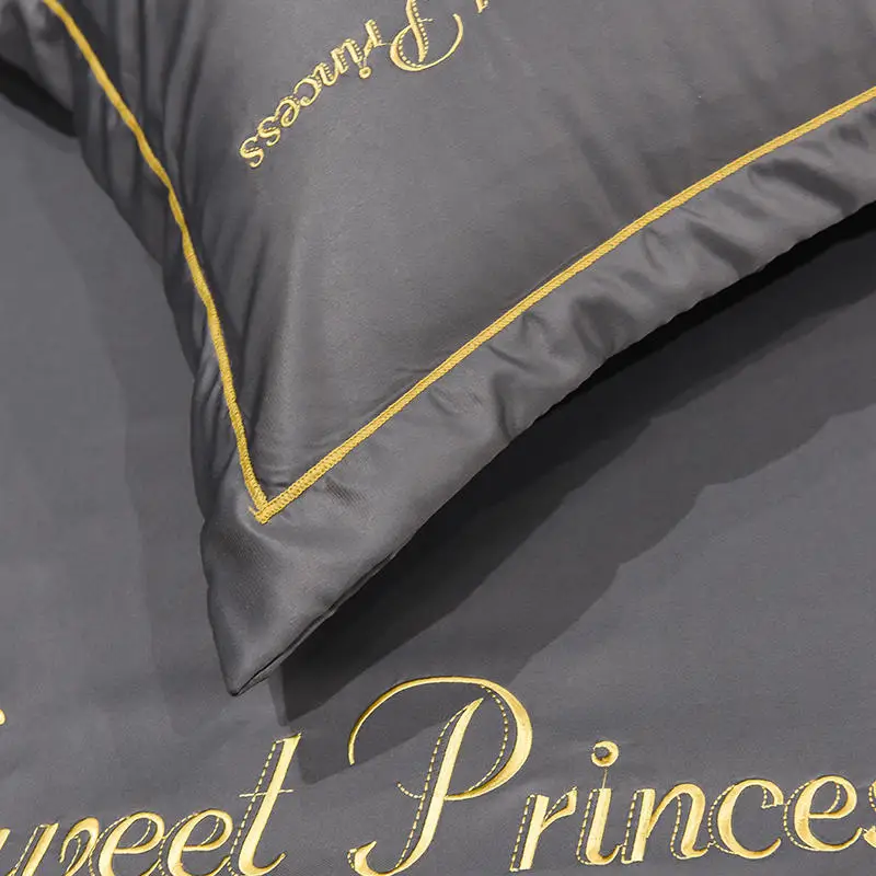 Description Picture 3 of itemSatin Smooth Elastic Fitted Sheet Couple Bed Quilt Mattress Cover Sheets Double Bed Sheets Embroidery 2 People Soft 90 150x200