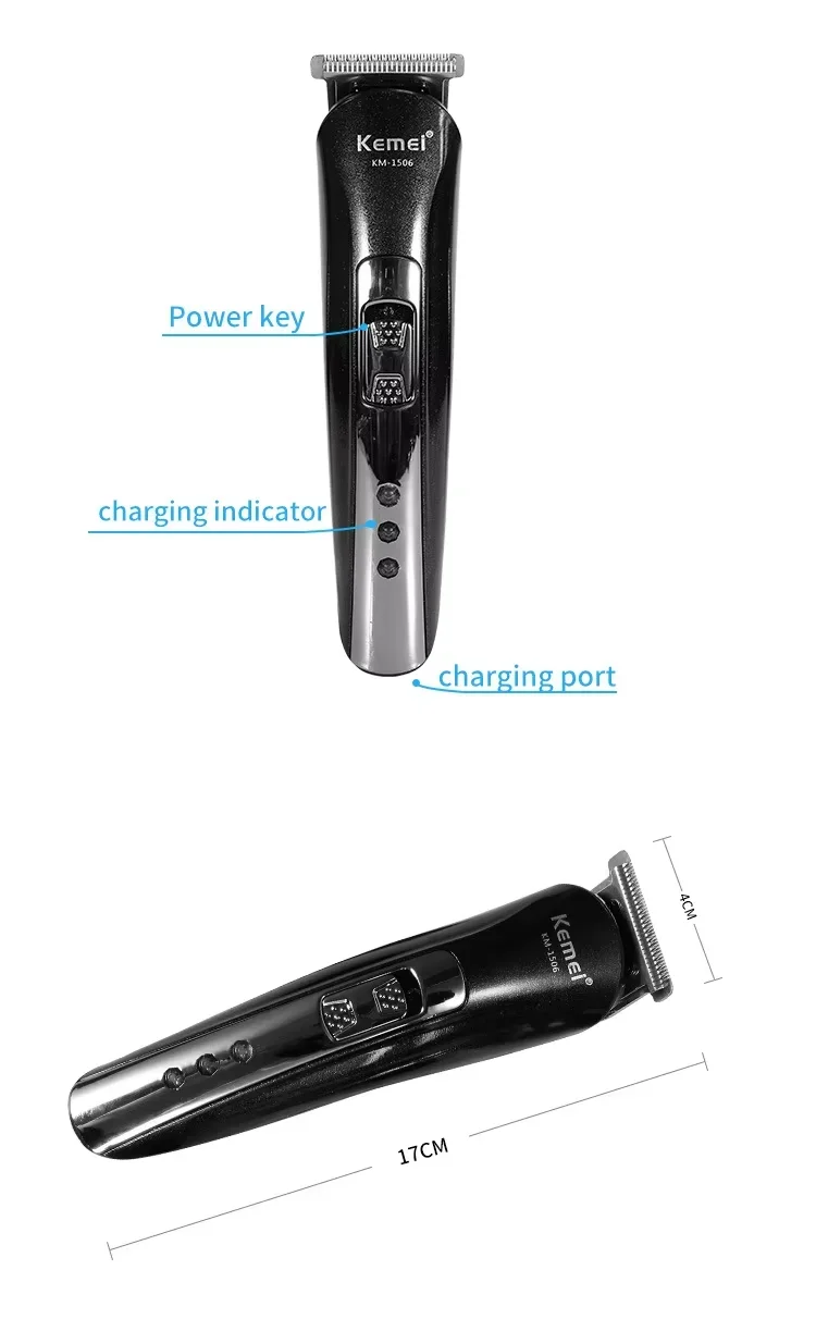 Description Picture 5 of itemKemei KM-1506 3 in 1 Electric Hair Clipper USB Charging Shaver Rechargeable Nose Hair Trimmer Professional Shaving Machine