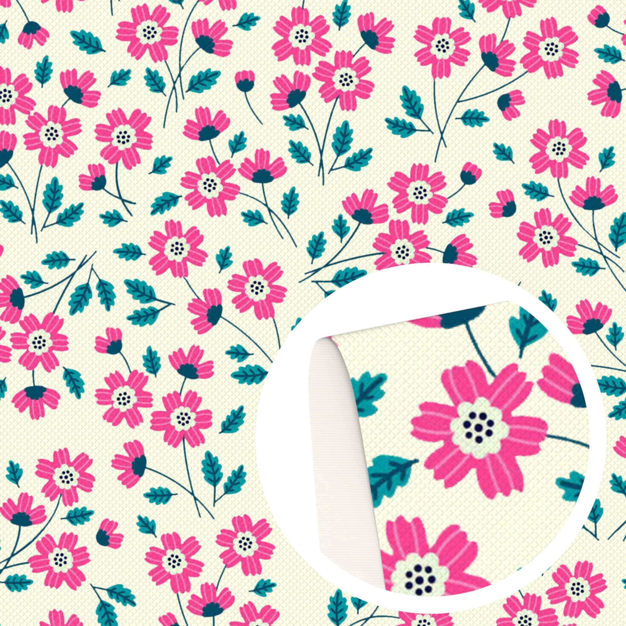 SMOOTH Faux Synthetic Leather Sheets Floral Print Leather Bows Fabric DIY Earrings Handbag Craft Accessories,1Yc22942