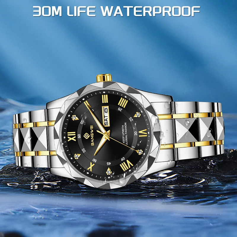 BANGWEI New Luxury Ladies Watches Casual Military Diamond Watch For Women Fashion Waterproof Luminous Quartz Clock Women's Gift