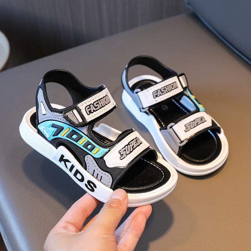 Kids' Sandals Korean Style Cute Cartoon Soft-Sole Outdoor Anti-Slip Sandals with Velcro for Boys, kids shoes,children sandals,kids sandals