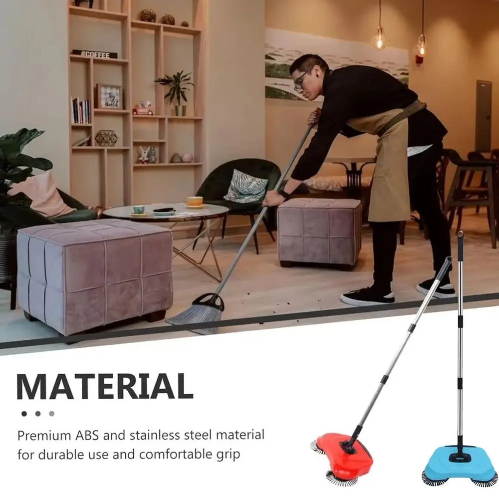 Adjustable Handle Hand Push Sweeper 3-in-1 Design Lightweight Vacuum Broom Easy to Use Stainless Steel Handle Carpet Sweeper - 3