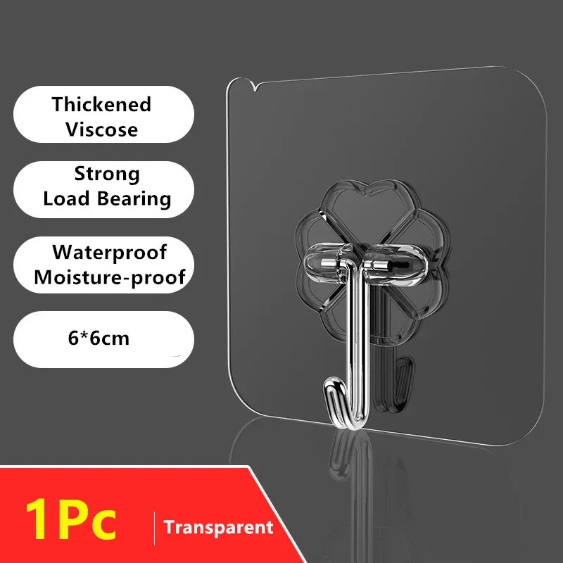 

1 Pcs 6x6cm Transparent Strong Self Adhesive Door Wall Hangers Hooks Suction Heavy Load Rack Cup Sucker for Kitchen Accessorie