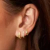 Boucles d'oreilles créoles en acier inoxydable et cristal pour femmes et filles, 2 pièces, cercles tendance, Punk, boucles d'oreilles, bijoux de fête, cadeaux à la mode