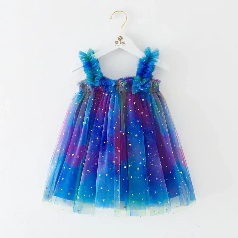 

Cute Baby Sequin Party Princess Dress Toddler Girl Birthday Tulle Boutique Outfit Kid Summer New Ballet Sleeveless Strap Clothes