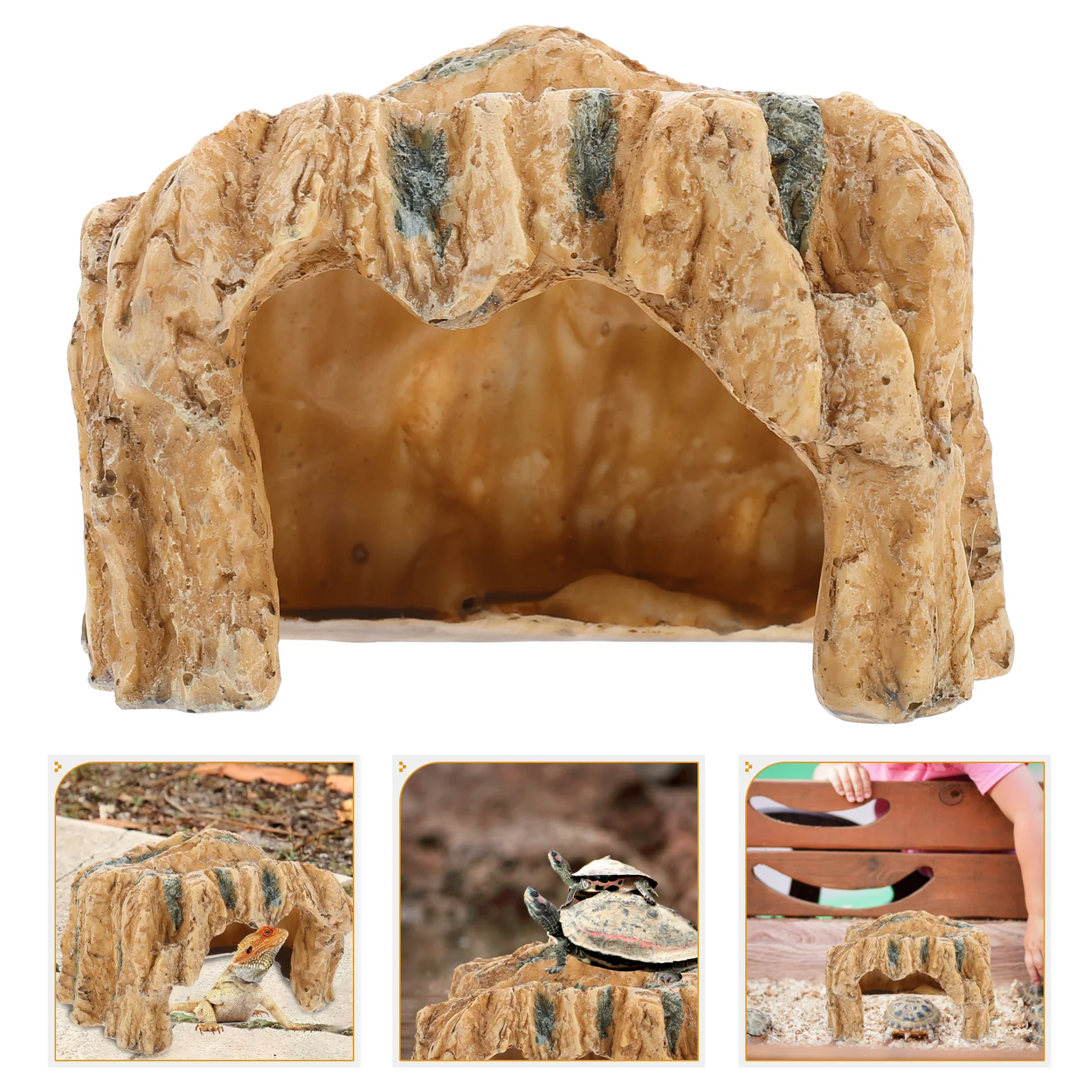 Turtle Reptile Cave Shelter Tank Hideout Platform Resin Habitat Basking