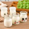 6pcs 150ml 200ml Cartoon Glass Jars with Lids for Yogurt DIY Milk  High Temperature Pudding Bottle Jelly Cups Kitchen Supplies 1