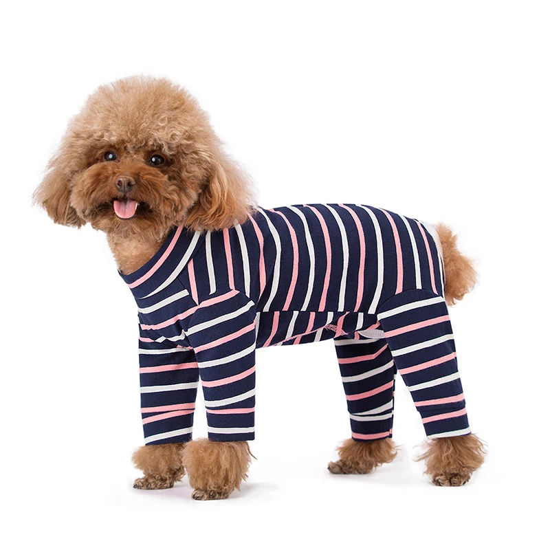 Coole Mensch-Hund-Matching-Shirts Mit Smiley-Stickerei - Blaue Streifen, 100% Baumwolle