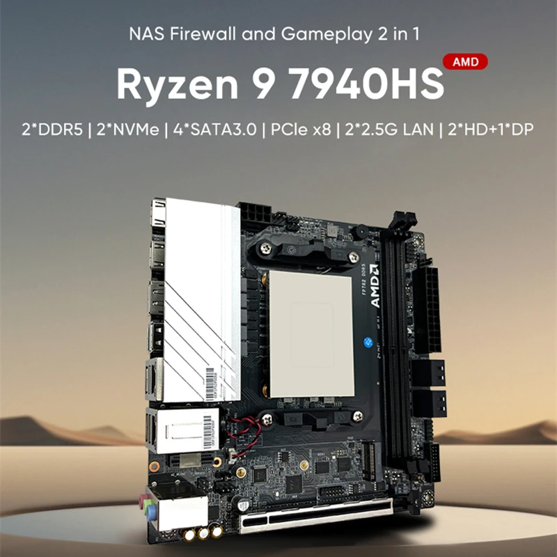 Topton N17 NAS Firewall Motherboard AMD Ryzen 9 7940HS 7 7840HS 2xNVMe 4xSATA3.0 PCIEx8 2xDDR5 2x2.5G LAN Gaming ITX Mainboard 2