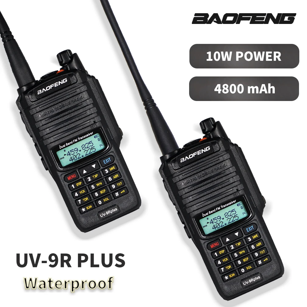 

Baofeng UV-9R plus IP68 Walkie Talkie Waterproof 10W High Power UHF/VHF Dual Band 4800mAh Portable CB Hunting Ham Two Way Radio
