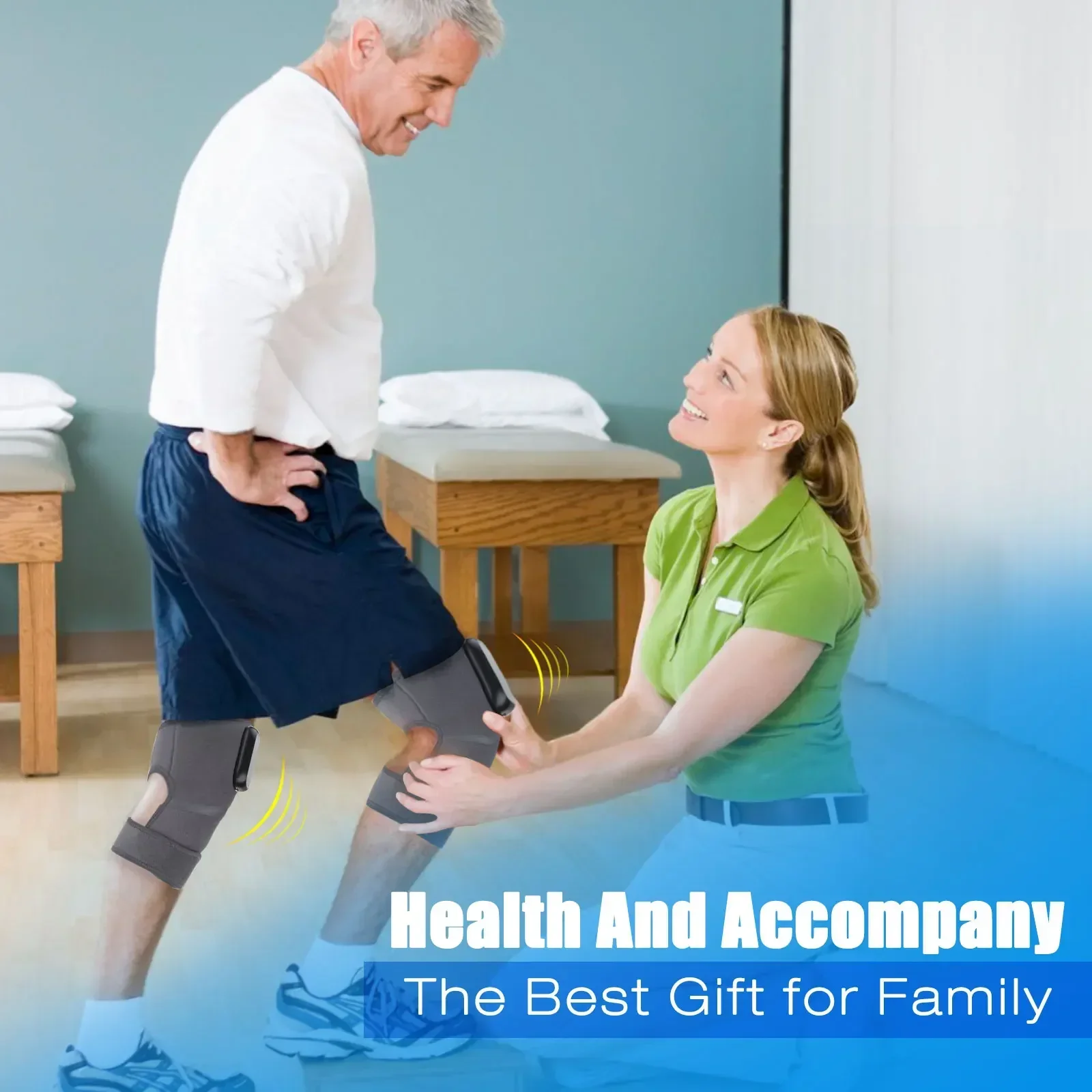 Eletric Heating Device Vibration Physiotherapy Knee Pads for Elbow Joint Osteoarthritis Rheumatic Pain Warm Massage_voghion.com