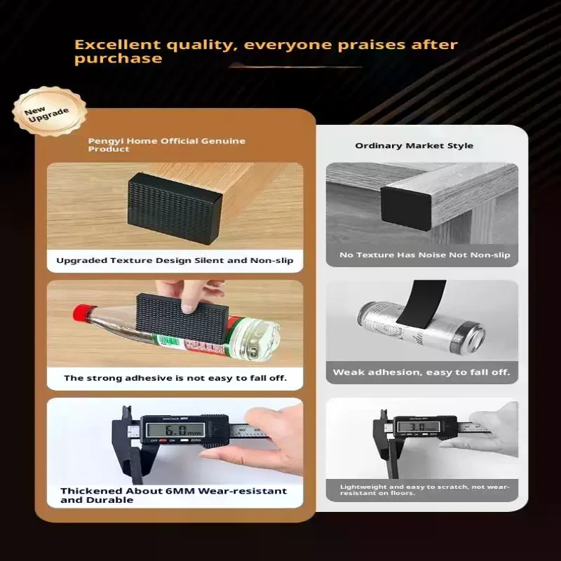 Durable Non-Slip Rubber Furniture Leg Protectors with Adhesive Backing