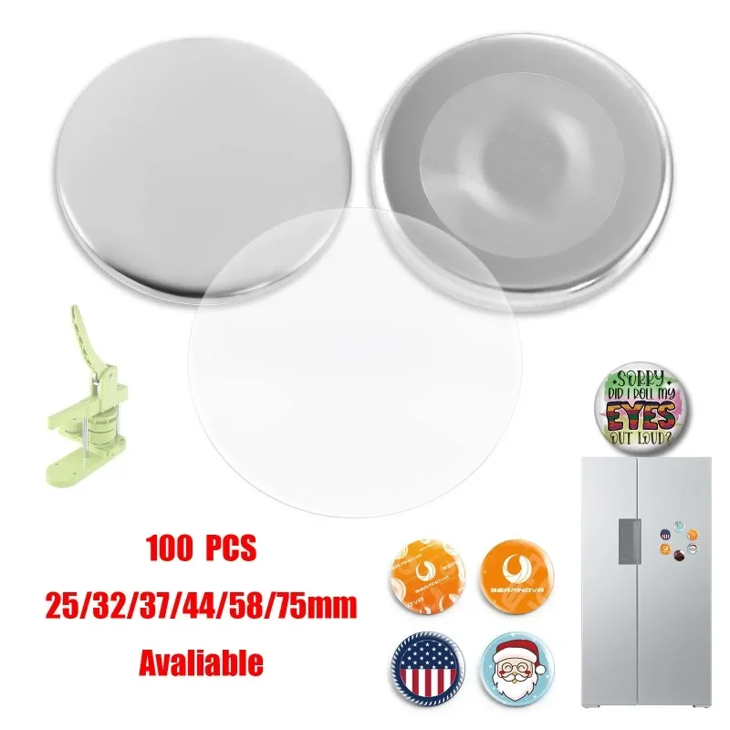 Lot De 50 Pièces D'aimants Décapsuleur Personnalisables 58 Mm | Base Métallique, Couvercle Fer, Film Transparent, Pour Créations Artisanales