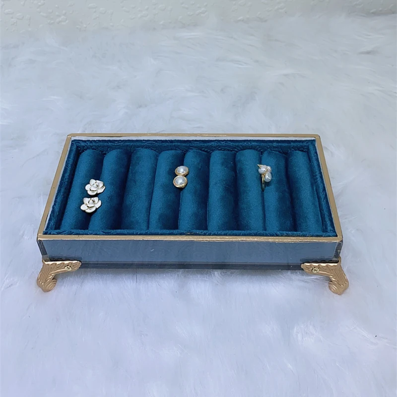 Set di espositori per gioielli di lusso in velluto blu navy