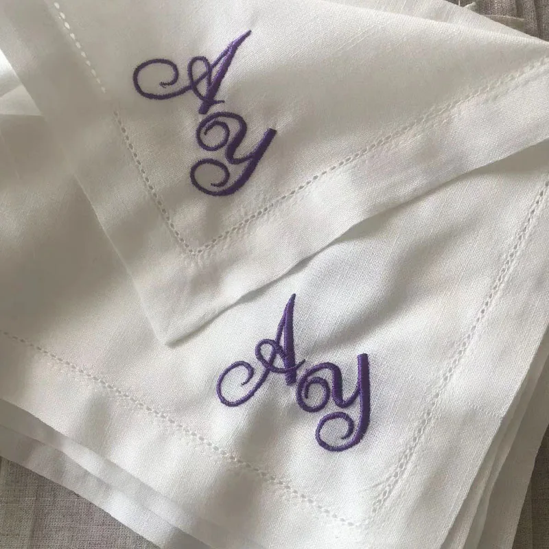 Embroidered Cotton Napkins Table Napkin Cloth 45x45CM Embroidery Wedding Cotton Napkins For Plates Decorative Letter Customizable Gift