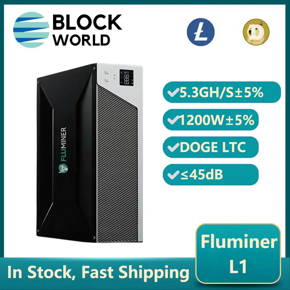 Fluminer L1 Doge Miner 5300Mh/s Dogecoin Miner 1200W 저전력 110-240V 지원 Litecoin Miner 저소음 Doge BEL LTC Miner