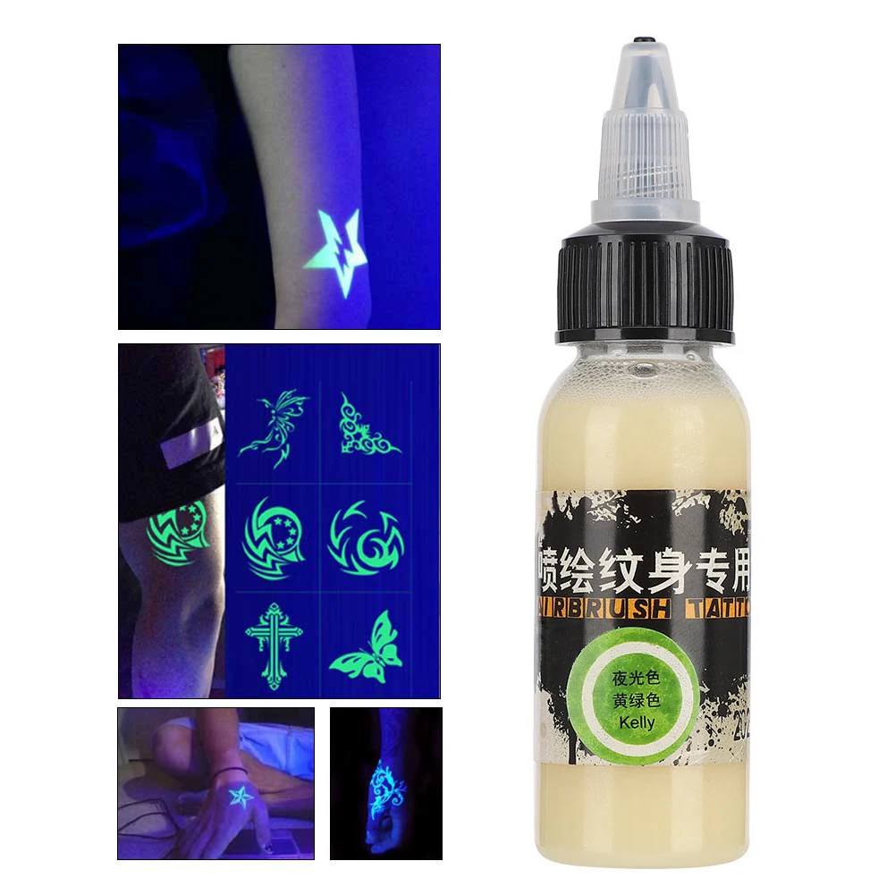 30ml Disposable Temporary Night Light Tattoo Ink Professional Easy Coloring Body Colored Drawing Fluorescence Airbrush Pigment