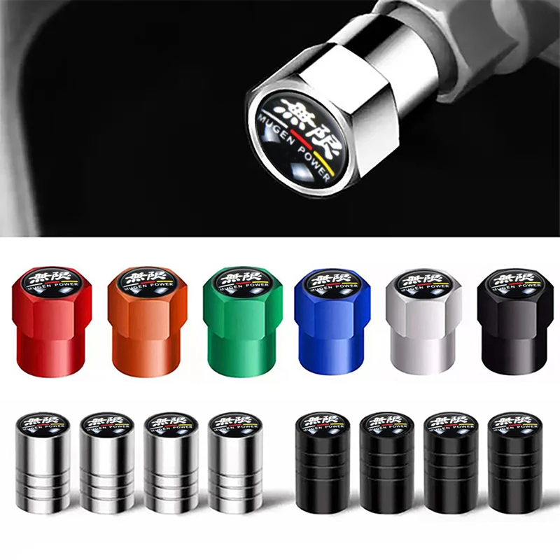 4PCS High Quality Fashion Metal Mugen Power Emblem Auto Wheel Tire Valve Stem Caps Cover DustProof Anti-Theft Car Accessories