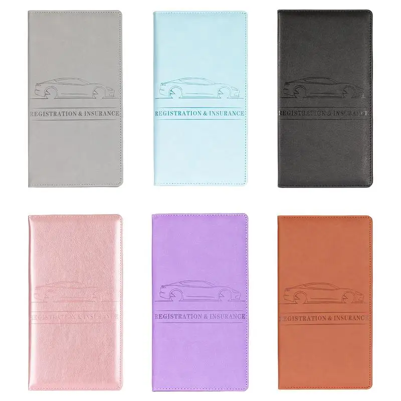 Car Registration And Insurance Holder PU Leather Card Document Organizer Driving License Paperwork Cover Car Storage Accessories