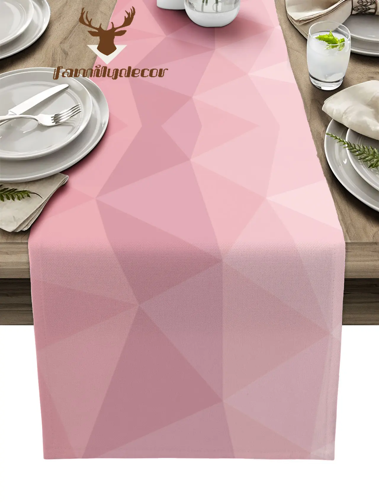 Camino de mesa de rosa rosa gris, mantel de mesa triangular