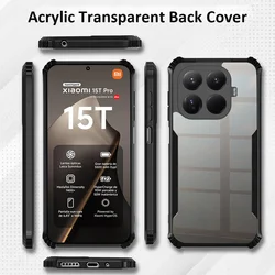 Acrylic Transparent Shockproof Phone Case - Durable Hard PC + TPU Back Cover for 15TPro (Black)
