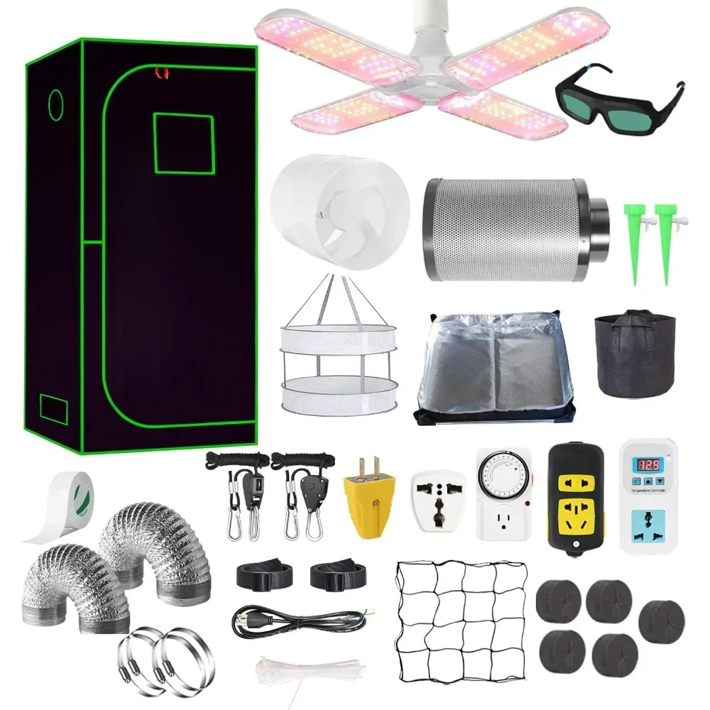 Grow Tent Kit Complete High Reflective Mylar Indoor Grows Tent Grow Light Combo Hydroponics Indoor Plant Growing System