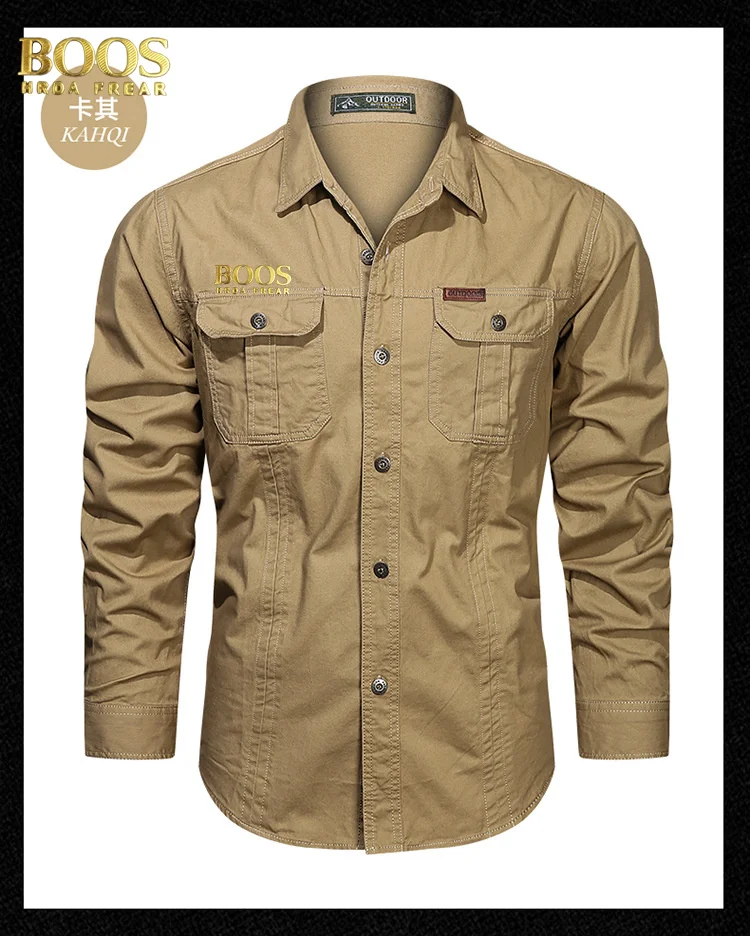 Vintage Gold Label lapel long -sleeved tower multi pocket business casual high quality water iron and autumn fashion 4