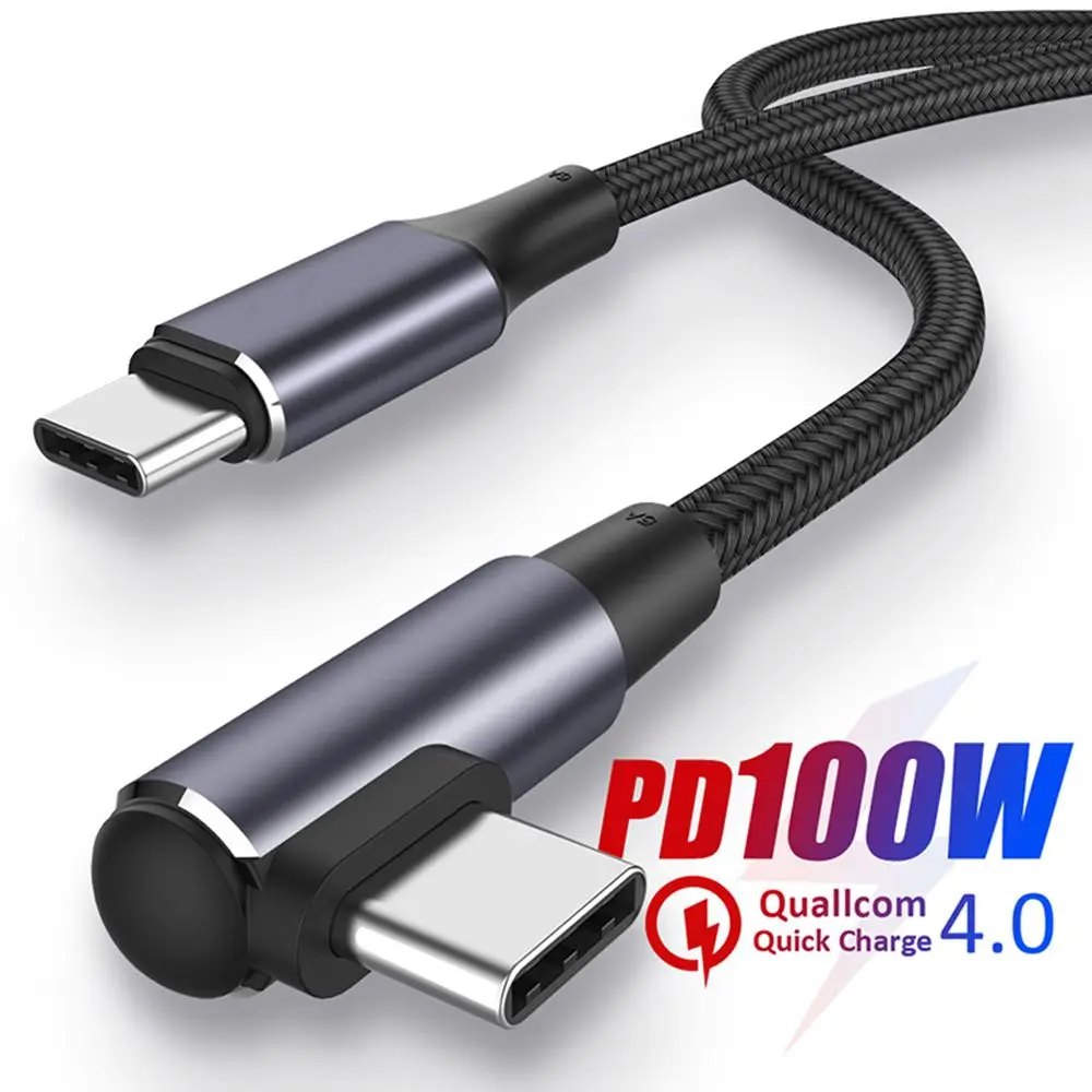 모바일 폰 USB C to USB 타입 C 케이블 PD 100W 고속 충전 케이블 퀵차지 4.0 직각 와이어 90도 데이터 케이블 0.5m/1m/2m