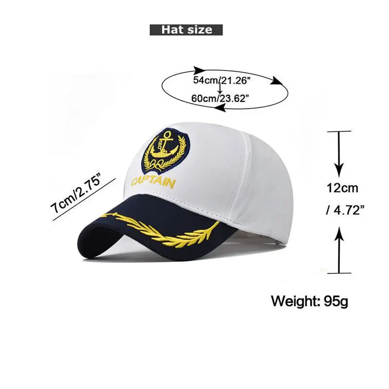 Boating Baseball Cap Adult Yacht Boat Ship Sailor Captain Costume Cotton Hat for Men