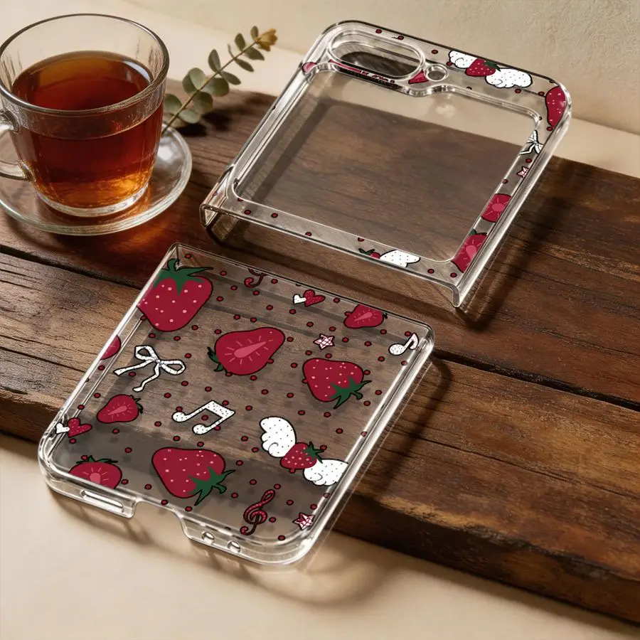 Cute Strawberry Pattern Shockproof Folding Phone Case Cover