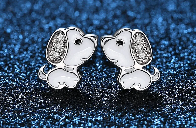 Sterling Silver Minimalist Fashion Charm Cute  Animal Little Dog Stud Earrings Women Girls Jewelry - PeticaDeals