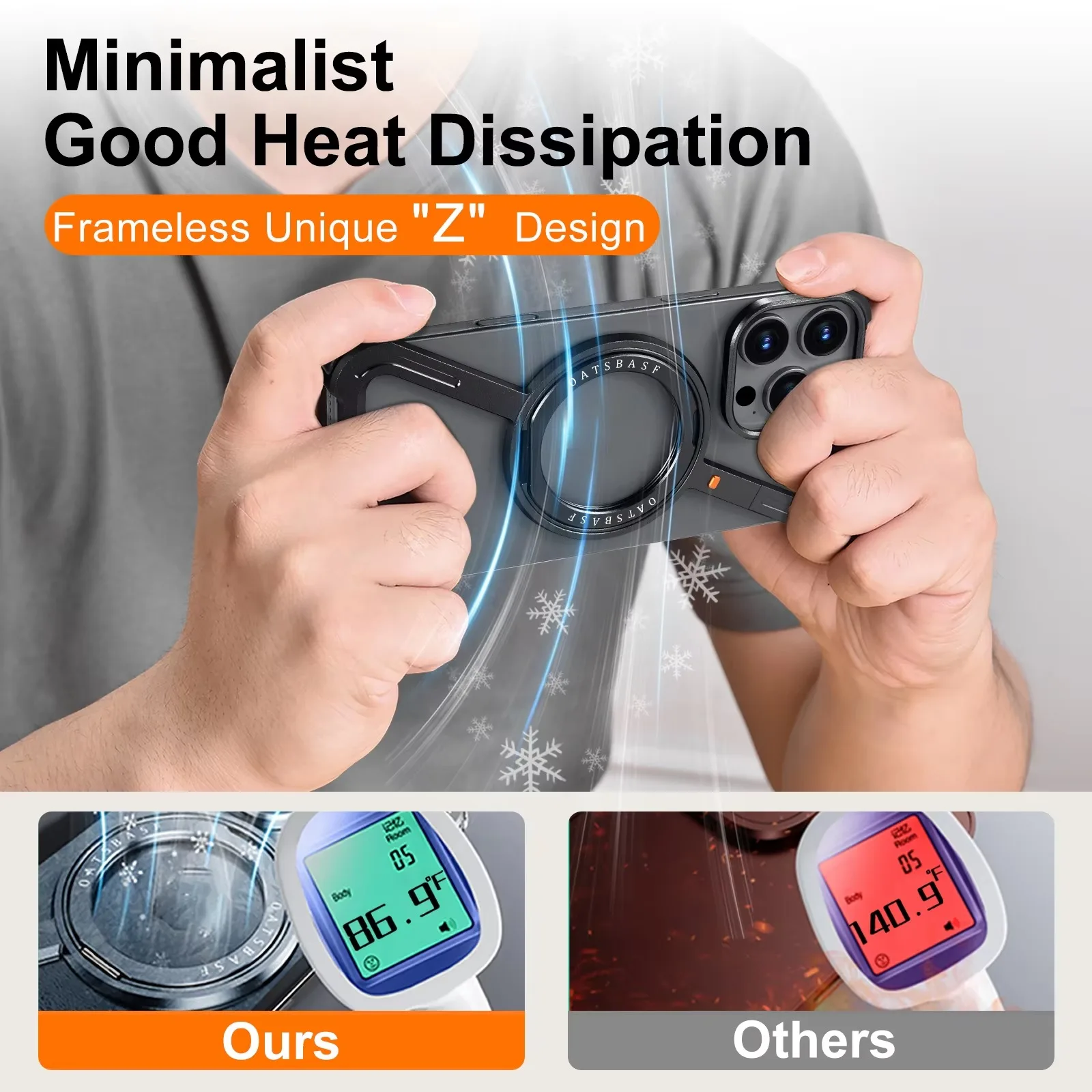 Eary Z Case for iPhone 16 15 14 13 12 Pro Max with Magsafe 360°Rotatable Magnetic Kickstand Metal Frameless Bumper Phone Cover