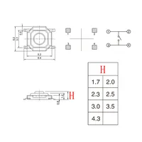 4x4mm PCB Tactile Push Button Self-reset Switch Micro Switch Mini Tact Switch Key Button 4*4*1.7/2/2.3/2.5/3/3.5/4.3MM 6