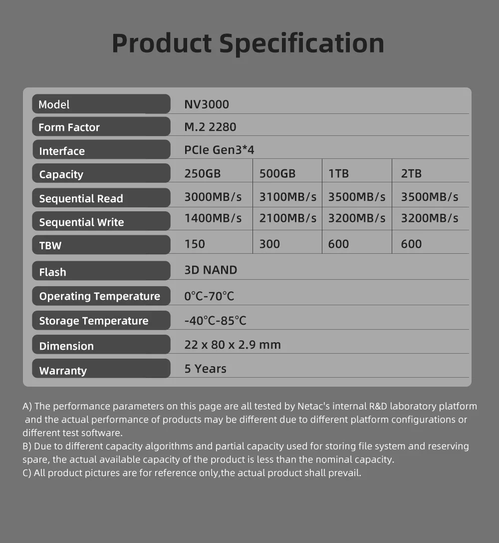[ 新品未利用] Netac NV3000 M.2 SSD 2TB PCIe S6b5a2315608947d8b65f4e775b99e
