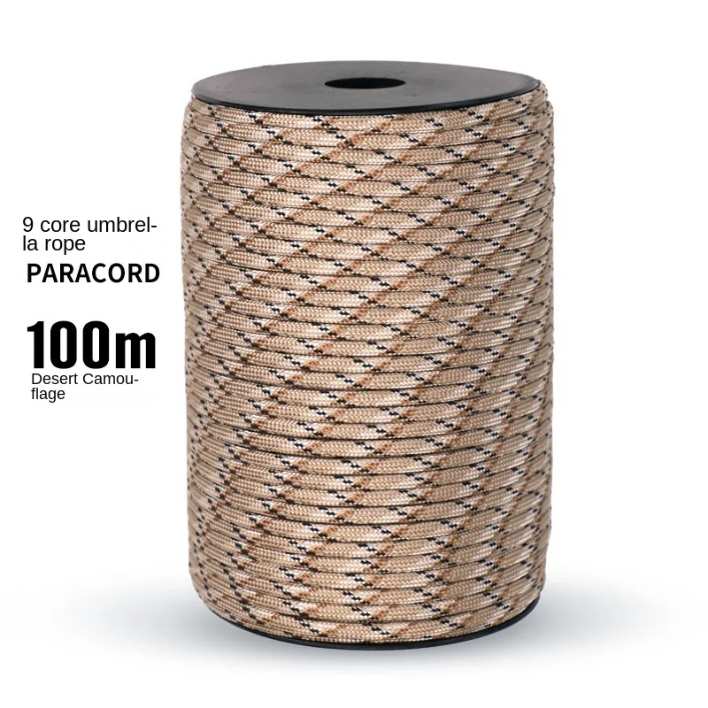 30/50/100m 650lb Paracord 군사 9 가닥 4mm 긴급 생존 낙하산 로프 DIY 만들기 끈 야외 캠핑 하이킹