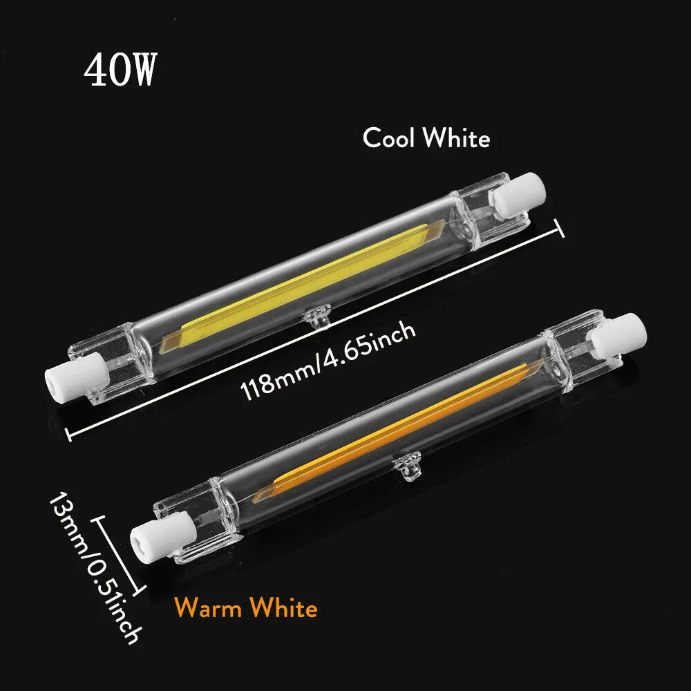 슈퍼 브라이트 COB 유리 튜브 LED 램프, R7S, AC220V, 110V, 240V, 78mm, 15W, 118mm, 30W, 할로겐 전구, J78, J118, Lamparda 스포트 라이트 교체
