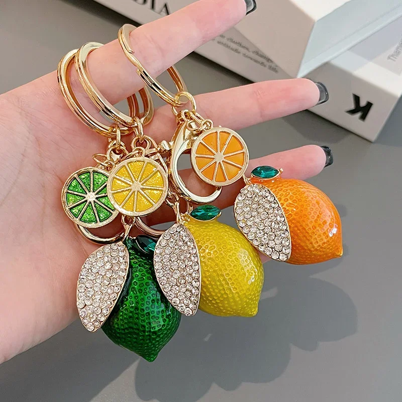 Creative Simulation Fruit Lovely Small Rhinestone Lemon Car
