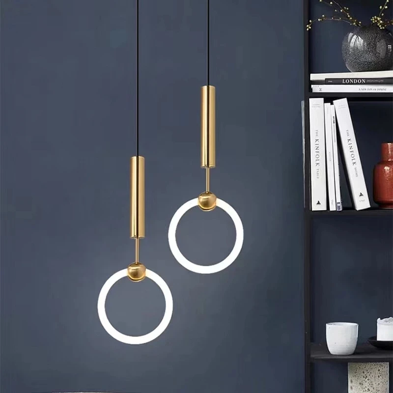 

Nordic Ring Led Pendant Light Dining Living Room Kitchen Droplight T6 Tube Restuarant Pendant Lamp Bedroom Bedside Hanging Lamp