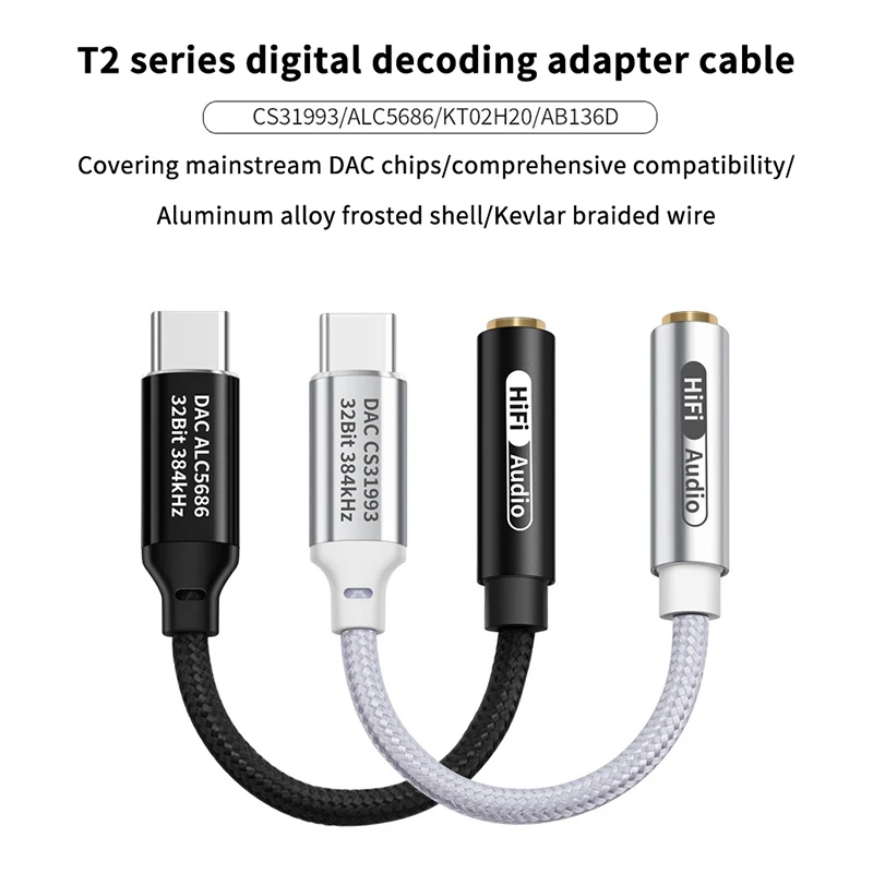 타입 C - 3.5mm HiFi DAC 헤드폰 앰프 CX31993 칩 USB C 오디오 디코더 AMP 어댑터 DAC 앰프 (아이폰 16/안드로이드용)