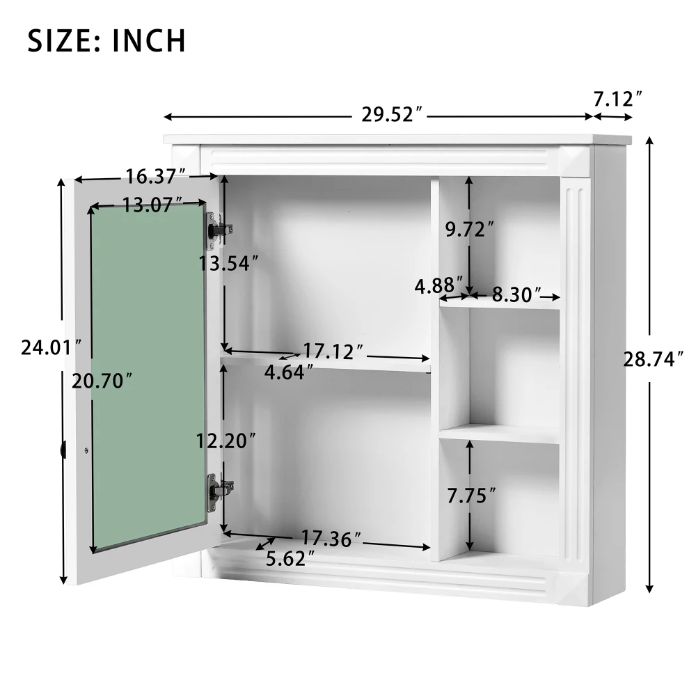 Wall Mounted Mirror Medicine Cabinet with Bathroom Storage Organizer