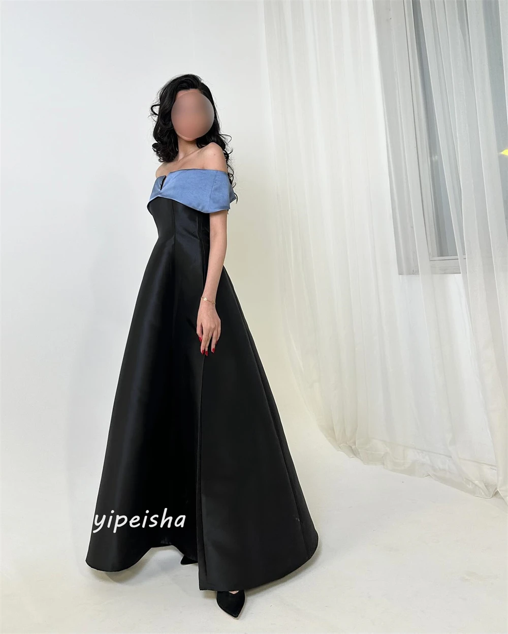 Prom Dress Satin Draped Pleat Celebrity A-line Off-the-shoulder Bespoke Occasion Gown Long Dresses Saudi Arabia Evening
