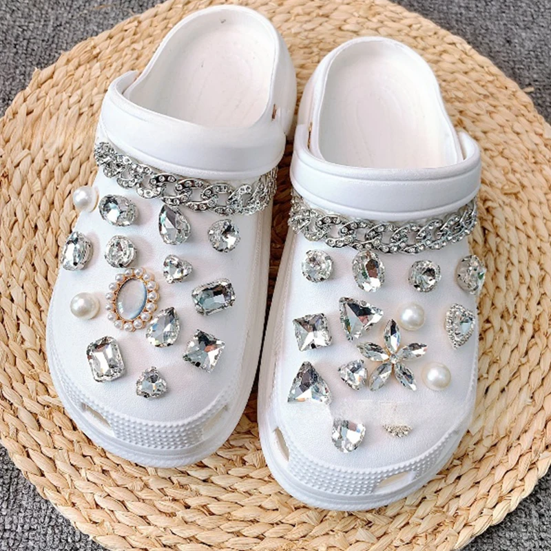 크록스용 클리어 다이아몬드 신발 참, DIY 신발 장식, 단추 액세서리, Bogg 가방 슬라이드 샌들 나막신, 어린이 선물 