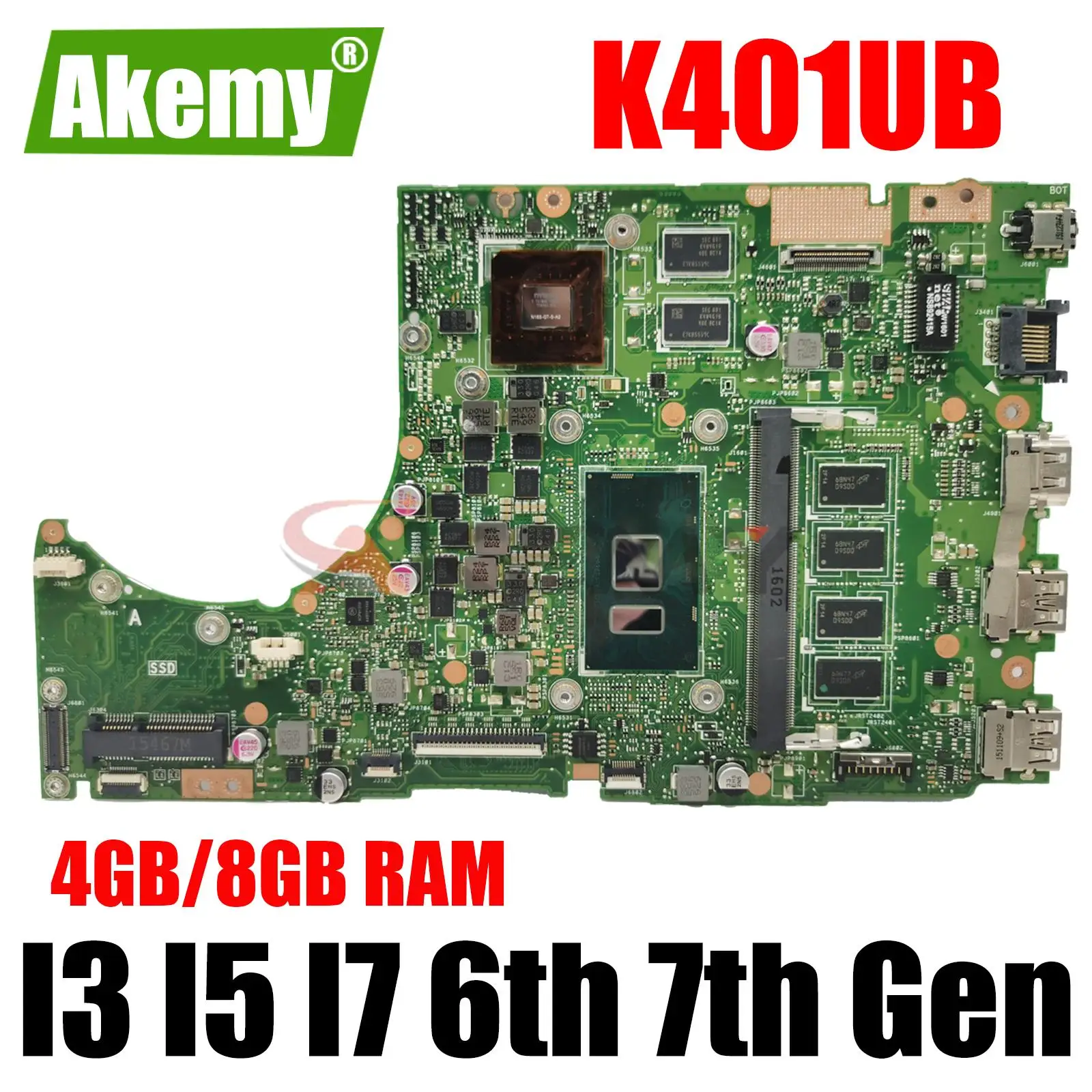 

K401UB Laptop Motherboard For ASUS K401U A401U K401UQK A401UQ V401UQ V401U Mainboard With 4GB/8GB RAM I3 I5 I7 6th 7th Gen