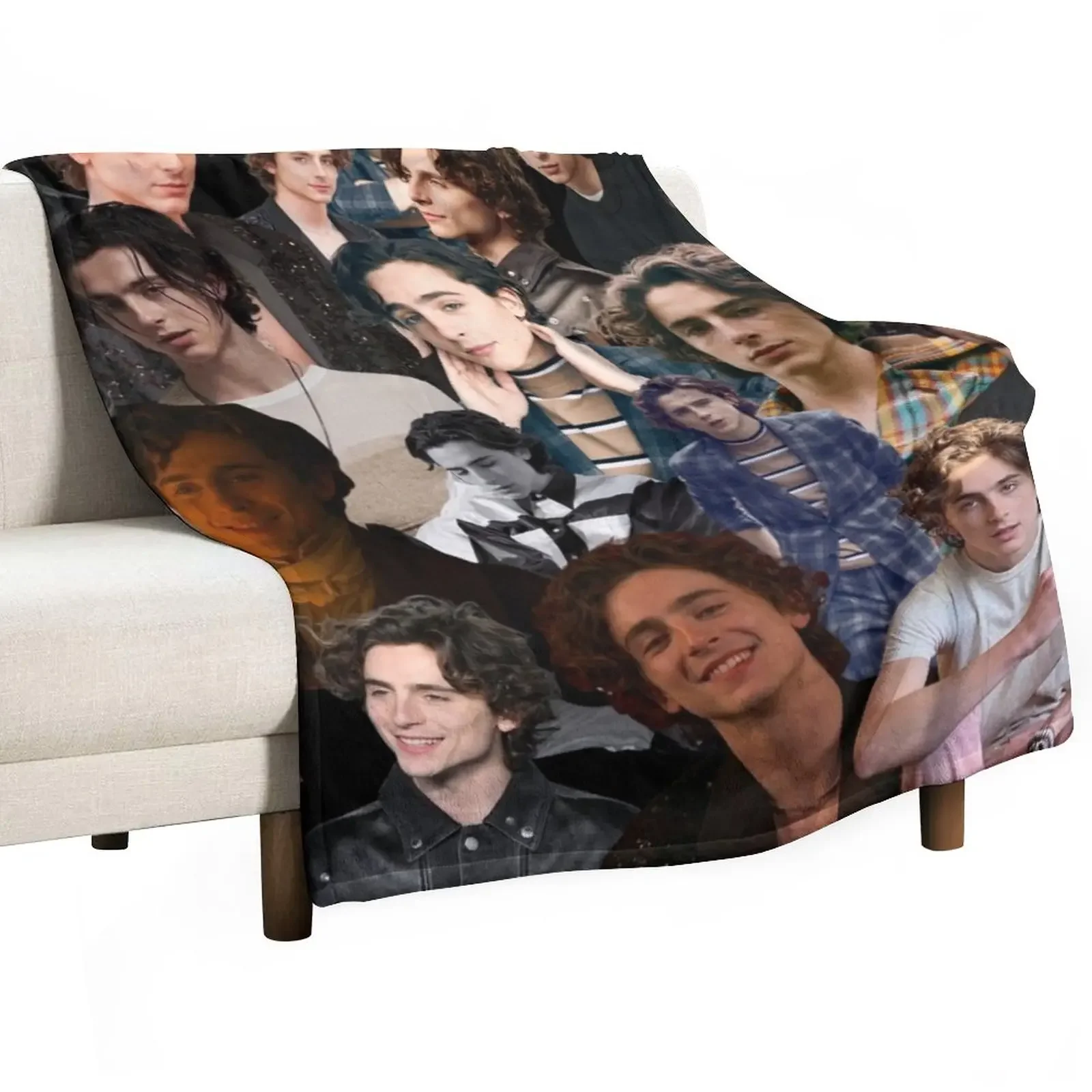 

Timothee Chalamet photo collage Throw Blanket Warm Summer Beddings blankets ands valentine gift ideas Blankets