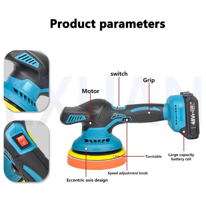 Cordless Car Polisher Electric Waxing Machine Electric Polisher Wireless Automobile Car Polishing Machine Sealing Glaze