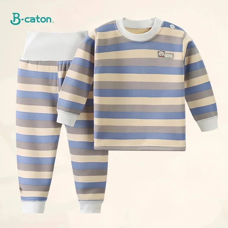 Children Clothes Autumn Winter Thicken Warm Plush Underwear Suits Boy Girl Tops Hight Waist Pants