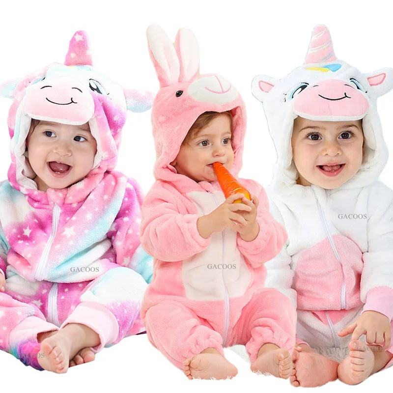 Baby Girls Onesie Kigurumi Monkey Unicorn Dinosaur Animal Cosplay Costume Winter Flannel Jumpsuit 1 to 4 Years Kids Boys Pajamas cosplay costumes children pajamas kigurumi pajamas