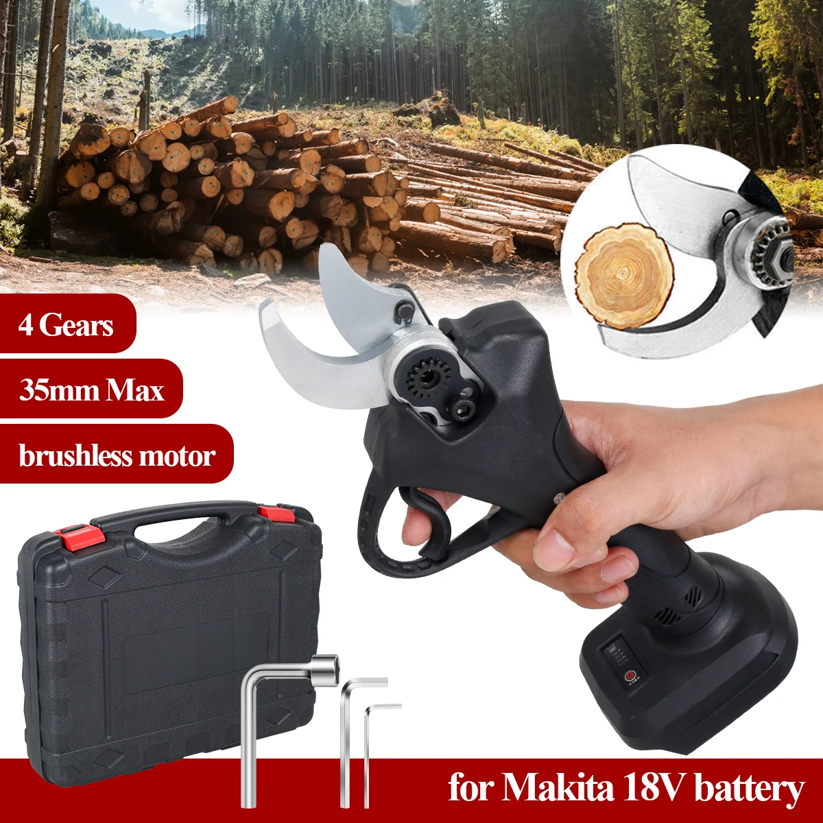 

Electric Pruning Shear Professional Cordless Brushless Pruner Battery Powered Tree Branch Pruner Durable Branches Scissor Tool