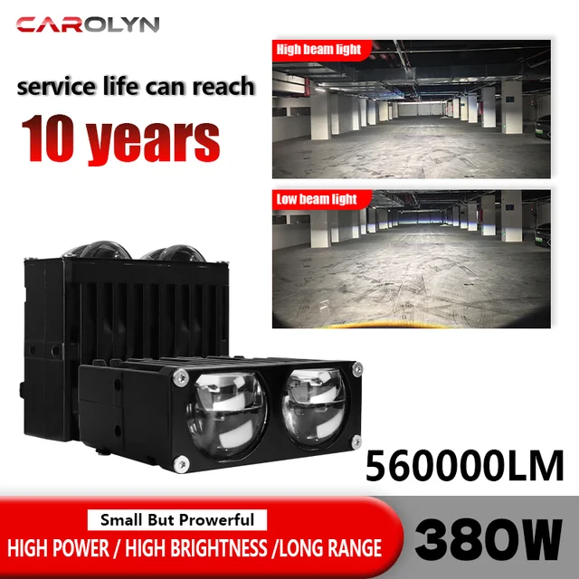 ไฟสปอร์ตไลท์ LED สำหรับกระจังหน้ารถยนต์ โปรเจคเตอร์เลนส์ ไฟ DRL 380W 560000LM สว่างพิเศษ ไฟสปอร์ตไลท์เสริมสำหรับมอเตอร์ไซค์ 6500K 12V 1